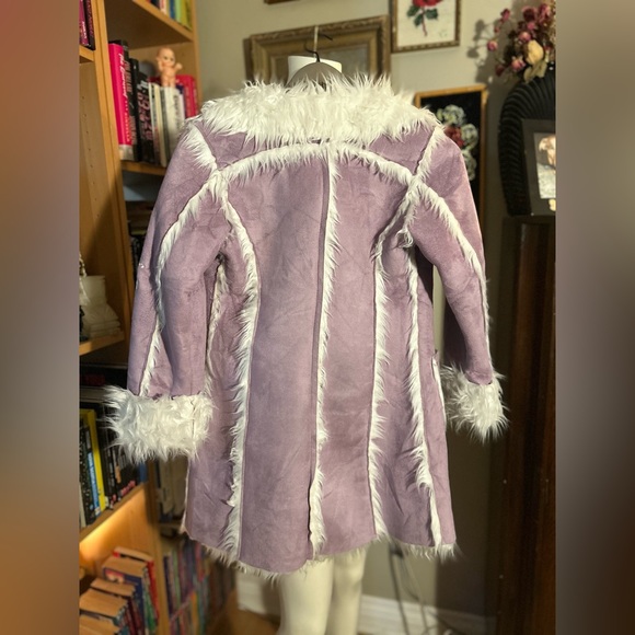 Girls Mexx Lavender penny lane Coat, Faux Fur, size 9/10, embroidered - Picture 9 of 13